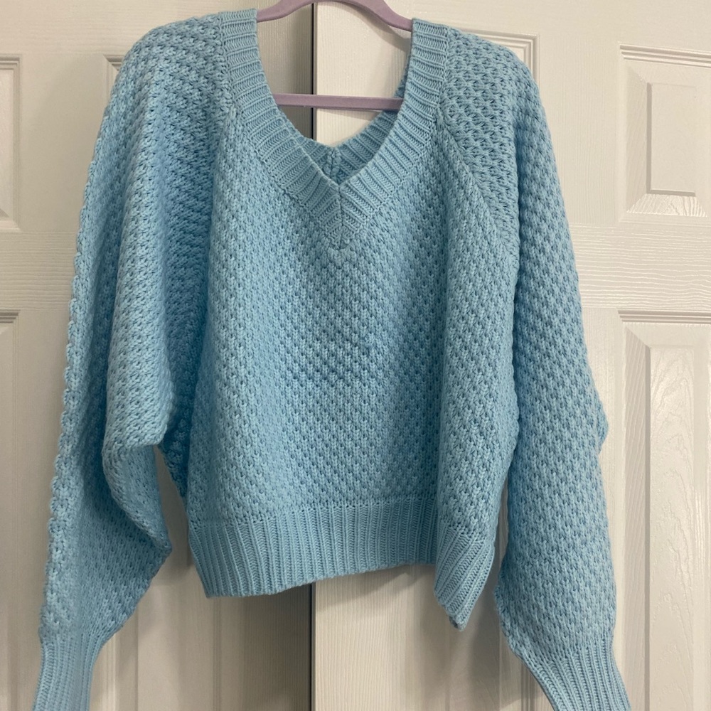 Sky blue thick knit sweater